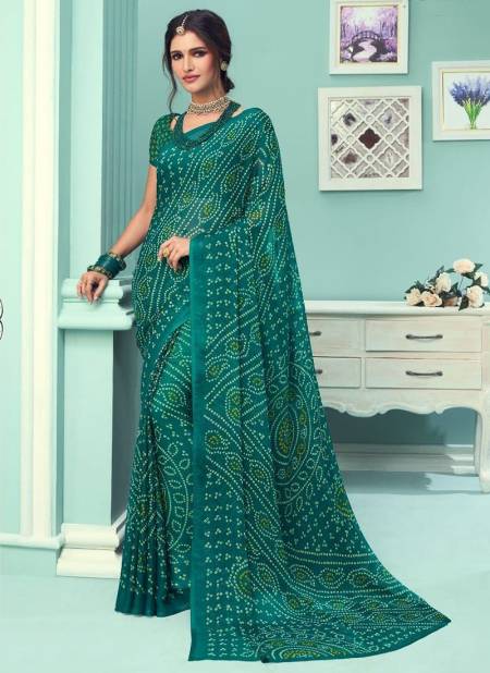 Green STAR CHIFFON 67TH EDITION Ruchi New daily Wear Chiffon Bandhni Saree Collection 12802 A